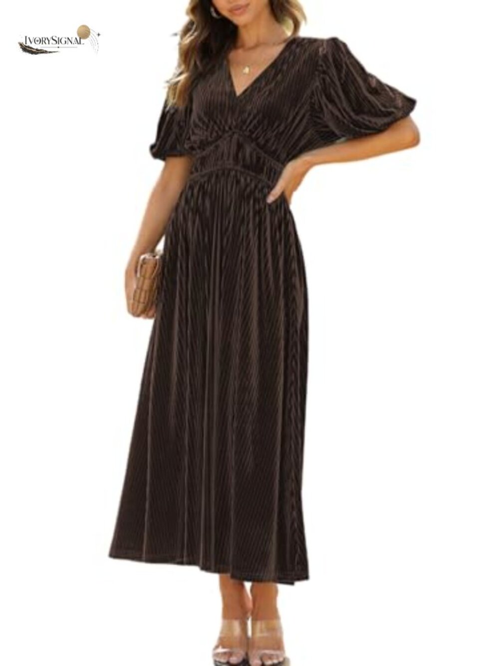 Velvet Maxi Dress V-Neck A-Line Formal Wedding Guest Cocktail